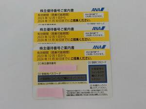 H/【未使用】ANA全日空株主優待券　1~3枚　有効期間2024年11月30日迄搭乗分　番号通知可能　1018-1