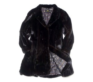 定価150万 美品 LANVIN ランバン SAGA MINK ROYAL サガ ミンク ロイヤル ファー コート ブラック レディース F フリー 毛皮 ジャケット