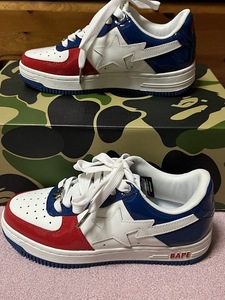 ★US5★23cm★　OG Vintage NIGO　エイプ　ベイプ　ベイプスター　スニーカー　BAPE france Patent Leather Sneakers WHITE×BLUE