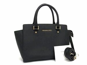 1円 ■美品■ MICHAEL KORS マイケルコース レザー 2WAY ハンドバッグ トート ショルダー 肩掛け レディース ブラック系 BG9161