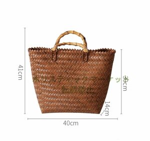 極美品 ★推薦★.最高級品 国産蔓使用 匠の技　網代編み 山葡萄カゴバッグ職人手編み 大容量 B224