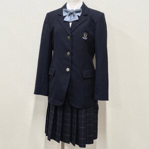 A472/T(中古)埼玉県 国際学院高校 女子制服5点 /160A/S/M/W69/ブレザー/ブラウス/スカート/コート/リボン/hers heart/学生服/卒業生品