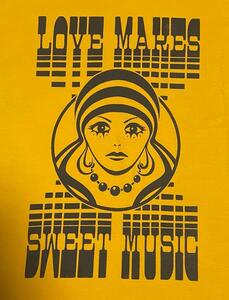 Love Makes Sweet Music サイケ　Tシャツ　イエロー