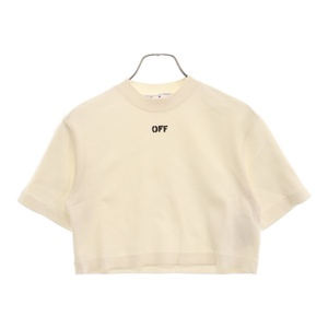 OFF-WHITE オフホワイト LOGO DETAIL CROPPED T-SHIRT クロップド半袖Tシャツ OWAA081C99JER001 ホワイト レディース