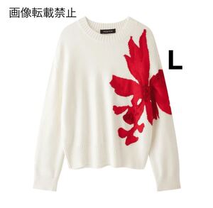 vintage ヴィンテージ レトロ フラワー 花 デザイン ニット セーター トップス Lサイズ レディース★ZARA 好きな方に★秋冬新作 新品★