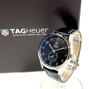 ＊TAG HEUER WAS2110 カレラ キャリバー6 自動巻 AT メンズ 腕時計 デイト スモセコ 黒文字盤 ブラック タグホイヤー 稼働品 箱/ギャラ付き