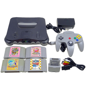  動作確認済 ) ニンテンドー64 本体 +ソフト4本 +コントローラー セット 星のカービィ チョロQ 等 N64 現状 ジャンク 配送は宅急便80サイズ