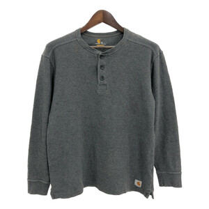 Carhartt カーハート ヘンリーネック ワッフル生地 長袖Ｔシャツ グレー (メンズ M) 中古 古着 R4084