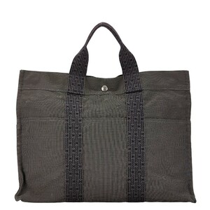 エルメス エールライントートMM ハンドバッグ トートバッグ グレー キャンバス レディース HERMES 【中古】