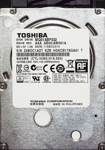 TOSHIBA MQ01ABF032 2.5インチ 7mm SATA600 320GB 40回 16321時間