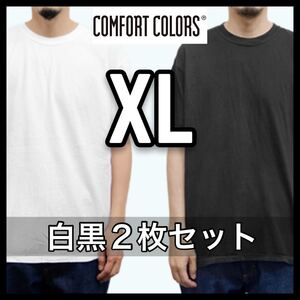 新品未使用 コンフォートカラーズ ガーメントダイ 6.1oz半袖Tシャツ 白 黒 XL サイズ COMFORT COLORS GARMENT DYE TEE