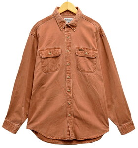 Carhartt 長袖ワークシャツ 長袖シャツ ボタンダウン 厚手 コットン テラコッタ トールサイズ メンズL(32562