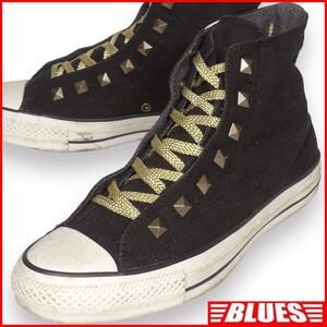 即決★CONVERSE★25.5cm ハイカットスニーカー コンバース メンズ 7 黒 スタッズ キャンバス 8ホールシューズ オールスター