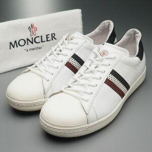 MG4853//*モンクレール/MONCLER*メンズ41/レザースニーカー/ローカット/靴/ホワイト＋トリコロール