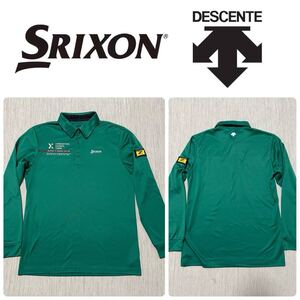 SRIXON Z star DESCENTE ロゴ ワッペン 長袖 ポロ シャツ ストレッチ ゴルフ スリクソン 松山英樹 GOLF M DUNLOP