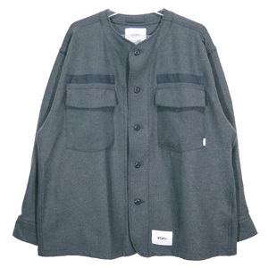 WTAPS ダブルタップス 22AW SCOUT/LS/RAPO.TWILL 222WVDT-SHM04 スカウト ロングスリーブ ノーカラー シャツ チャコール 長袖 サイズ02(M)