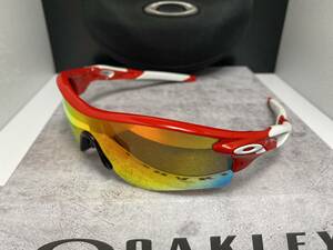 偏光★OAKLEYオークリー RADARLOCKレーダーロックパス 赤白レッド×ホワイト/FIRE POLARIZEDミラー USA製サングラス 野球ランニングゴルフ