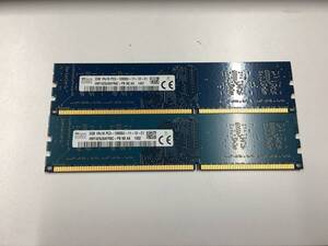 B1568)SKhynix 2GB 1Rx16 PC3-12800U 中古動作品2枚=4GB