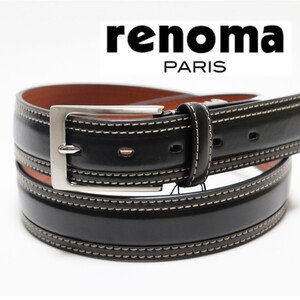 《renoma PARIS レノマ》新品 ロングサイズ レザーベルト 100cmまで対応 サイズ調整可 ビジネス 牛革 S1015