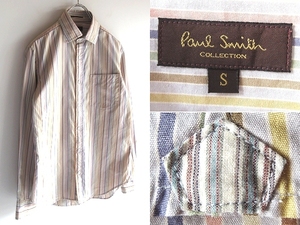 最上級ライン Paul Smith COLLECTION ポールスミス コレクション コットン マルチストライプシャツ ドレスシャツ S 日本製 ネコポス対応