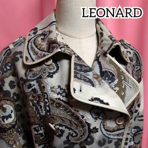 LEONARD／レオナール／総柄コート／アウター／ウール・毛 100％／size ９R