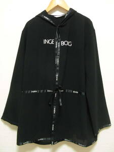 INGEBORG インゲボルグ ピンクハウス フーディ パーカー カーディガン 羽織り シースルー ロゴ 黒 ブラック レディース 日本製