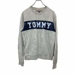 TOMMY HILFIGER プリントスウェット トレーナー Sサイズ トミーヒルフィガー グレー 古着卸 アメリカ仕入 t2406-3239