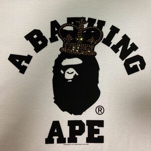 ★XL★ スワロフスキー クラウン カレッジロゴ Tシャツ 王冠 crown a bathing ape bape エイプ ベイプ swarovski ラインストーン nigo 51sr