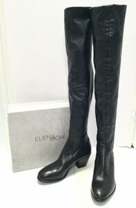 新品「ELENA IACHI」“E1647-D” 高級レザー ニーハイ/ロング丈 ヒールブーツ SIZE:36 イタリア製