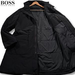 極美品/XXLサイズ●ヒューゴボス ナイロン 中綿 ダブルフェイス コート ジャケット HUGO BOSS フード取外し 通勤 大谷翔平 黒 3L 52