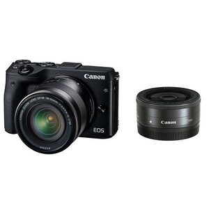 中古 １年保証 美品 Canon EOS M3 18-55mm 22mm ダブルレンズキット ブラック