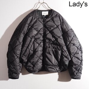 P0170P　▼ENFOLD エンフォルド▼　23AW SATIN QUILTED JACKET 中綿 キルティングジャケット ダークグレー 38 オーバーサイズ 秋冬 rb mks