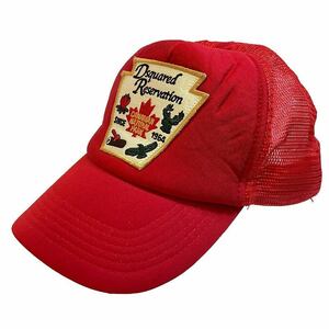 ディースクエアード DSQUARED2 メッシュキャップ 帽子 スナップバック ワッペン 赤 レッド メンズ