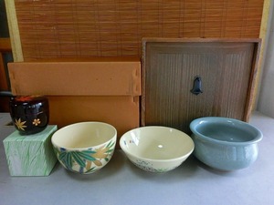 9やAS 未使用 短冊箱 茶碗 宝泉？ 棗 茶杓 建水 焼桐 茶道具