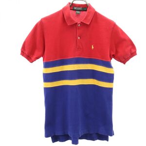 ポロバイラルフローレン 80s 緑タグ ヴィンテージ 半袖 ポロシャツ L レッド Polo by Ralph Lauren 鹿の子地 レディース