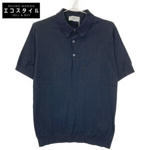 JOHN SMEDLEY ジョンスメドレー ブラック シーアイランドコットン 30G KIERAN ニットポロシャツ ブラック S トップス コットン メンズ 中古