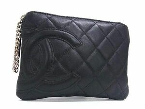 1円 ■極美品■ CHANEL シャネル ココマーク カンボンライン ラムスキン ポーチ マルチケース 小物入れ レディース ブラック系 FD2436