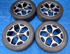 [Ｎ-316]スバル純正 SUBARU ホイール 18X7J 5穴 18インチ /TOYO PROXES 225/55R18 タイヤSET 中古★