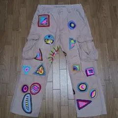 一点物　ペイント　カーゴパンツ　paint pants 　個性的　アート　総柄