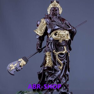 極上品 木彫仏像 仏教工芸 精密細工 関羽像 精密彫刻 極上品 黒檀木 仏師で仕上げ品 武財神 三国志 高さ約30cm