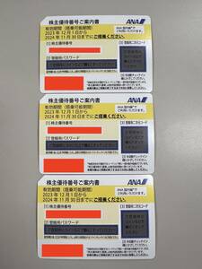 送料無料　未使用　ANA　株主優待券　２０２４年１１月３０日まで　３枚セット