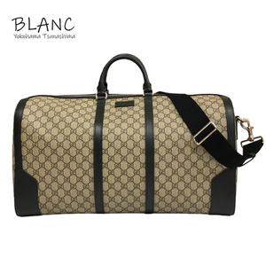 グッチ GGスプリーム 2way ボストンバッグ GGスプリーム レザー ベージュ ブラック 406381 GUCCI 横浜BLANC