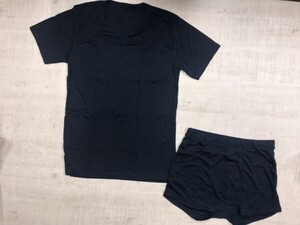 新品 シャルレ 下着 インナー Tシャツ/ボクサーパンツ メンズ 3組セット ポリエステル100% M 紺