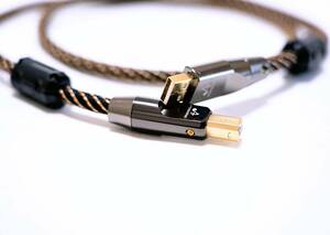 USB-A to B ケーブル 1m 鏡面仕上げジュラルミンCNC削り出し金メッキプラグ、国産カナレ6NOFC線材採用 オーディオ用