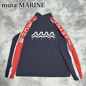 状態良 muta MARINE ムータマリン ロゴプリント ナイロンジャケット トラックジャケット メッシュ切り替え ゴルフ サイズ6 メンズ