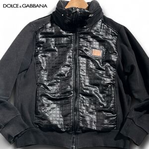 希少/Lサイズ ● DOLCE&GABBANA D&G ドルガバ ドルチェ&ガッバーナ メンズ キルティング ブルゾン ジャケット プレート ブラック 48