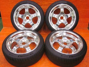 【Y4】WORK マイスター MEISTER S1 2ピース バフフィニッシュ 17インチ 8.0J +40 PCD100 4H ミシュラン PILOT SPORT4 215/40R17(2022年製)