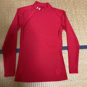 UNDER ARMOUR 長袖シャツ MD 赤 ヒートギア コンプレッション l/s ロングスリーブ インナー M HG ロンT モック ハイネック RED