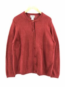 L.L.Bean エルエルビーン 綿100% ニットカーディガン sizeL/レッド ◇■ ☆ dhc9 レディース