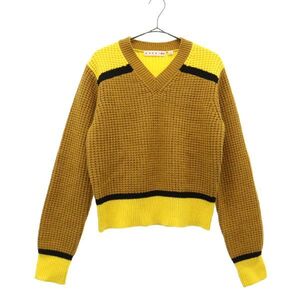 ユニクロ マルニ コラボ 長袖 Vネック ニット L ブラウン UNIQLO セーター MARNI レディース